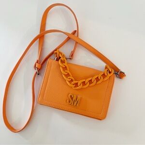 Steve Madden Vibrant Orange Crossbody Bag with Chain Accent